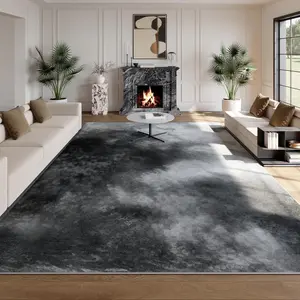Washable 5x7 Grey Area Rug for Living Room Bedroom, Soft Stain Resistant Low Pile Carpet, Non Slip Modern Indoor Abstract  Rug for Dining Room Kitchen  Room  Office