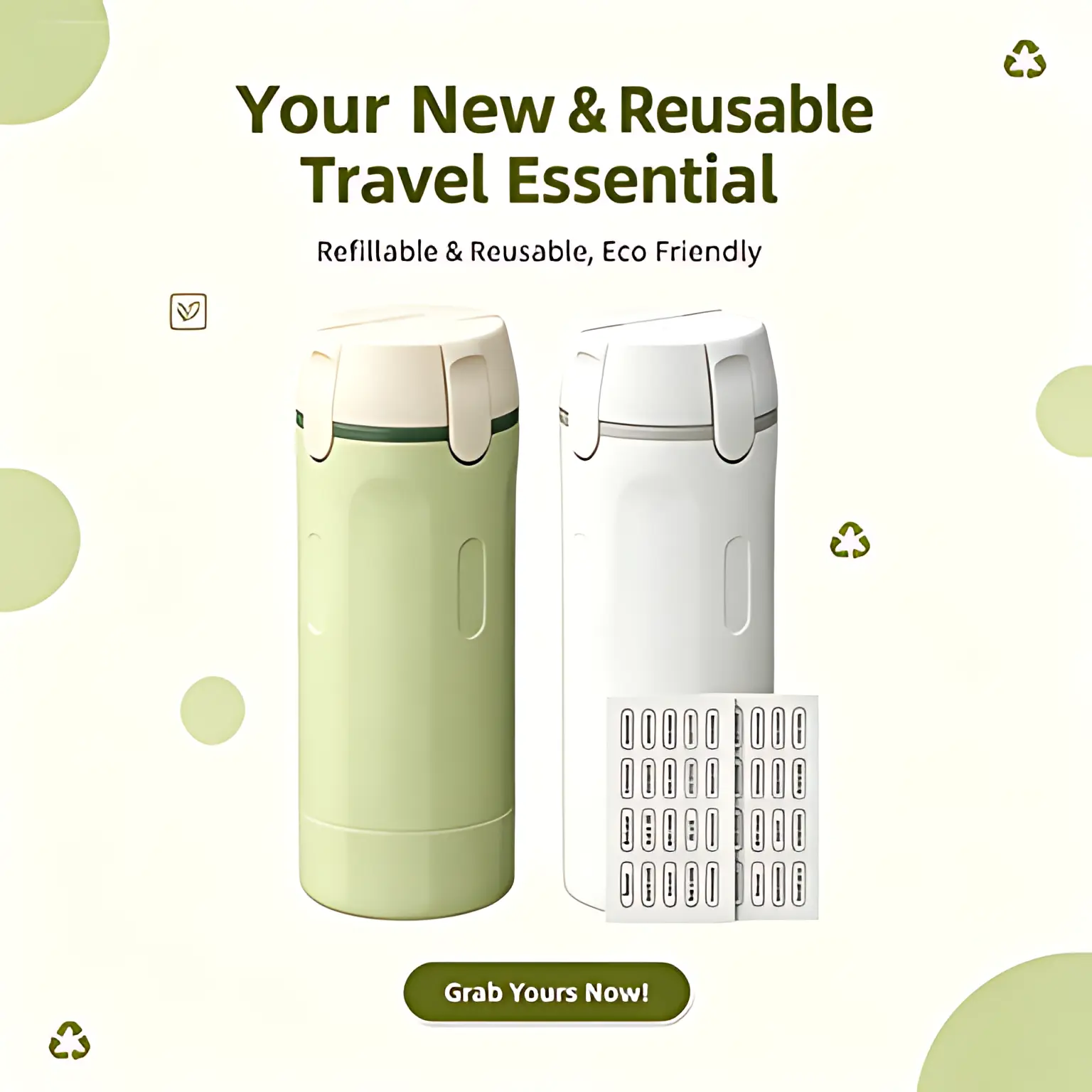 4-in-1 Shampoo Dispenser Bottle - Travel Size Portable Cosmetic Storage Container with Easy-Press Pump, Refillable Lotion/Conditioner Holder, Compact Plastic Toiletry Organizer for Travel, Home Bathroom