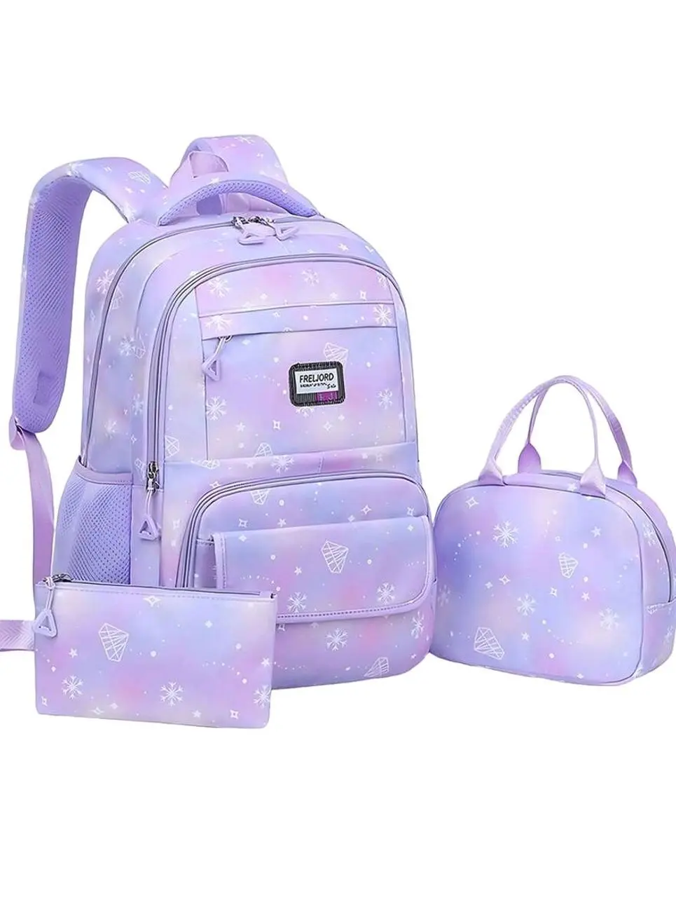 3Pcs Girls School Backpack Set, Student Bookbag With Lunch Bag & Pencil Case, Durable Outdoor Travel Bag For Teens And Students