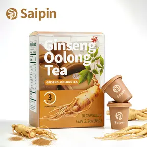 Saipin Ginseng Power Tea Capsules - 3-Second Instant Freeze-Dried Oolong - No Sugar Non-GMO Herbal Energy & Immune Support - 20 Capsules per Box - Clean Focus & Immunity Boost