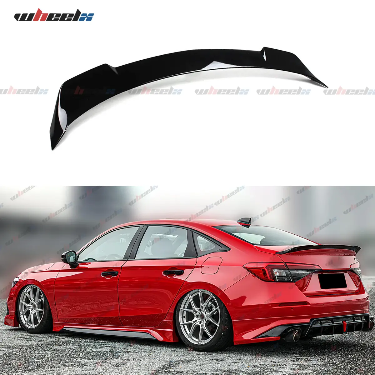 2022-2026 – Honda Civic Sedan – WHEELX High Kick Ducktail Spoiler – Gloss Black Carbon Fiber Look | Sedan ONLY! Not for Hatchback