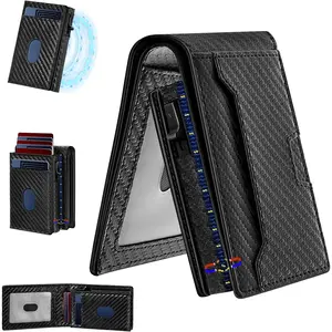 MagSafe Wallet For Men,Versatile Wallets with Pop-Up Card case, Rfid Blocking,ID Window,Card case with  suction for flexible carrying,Wallet  For Male(Carbon Fiber color)