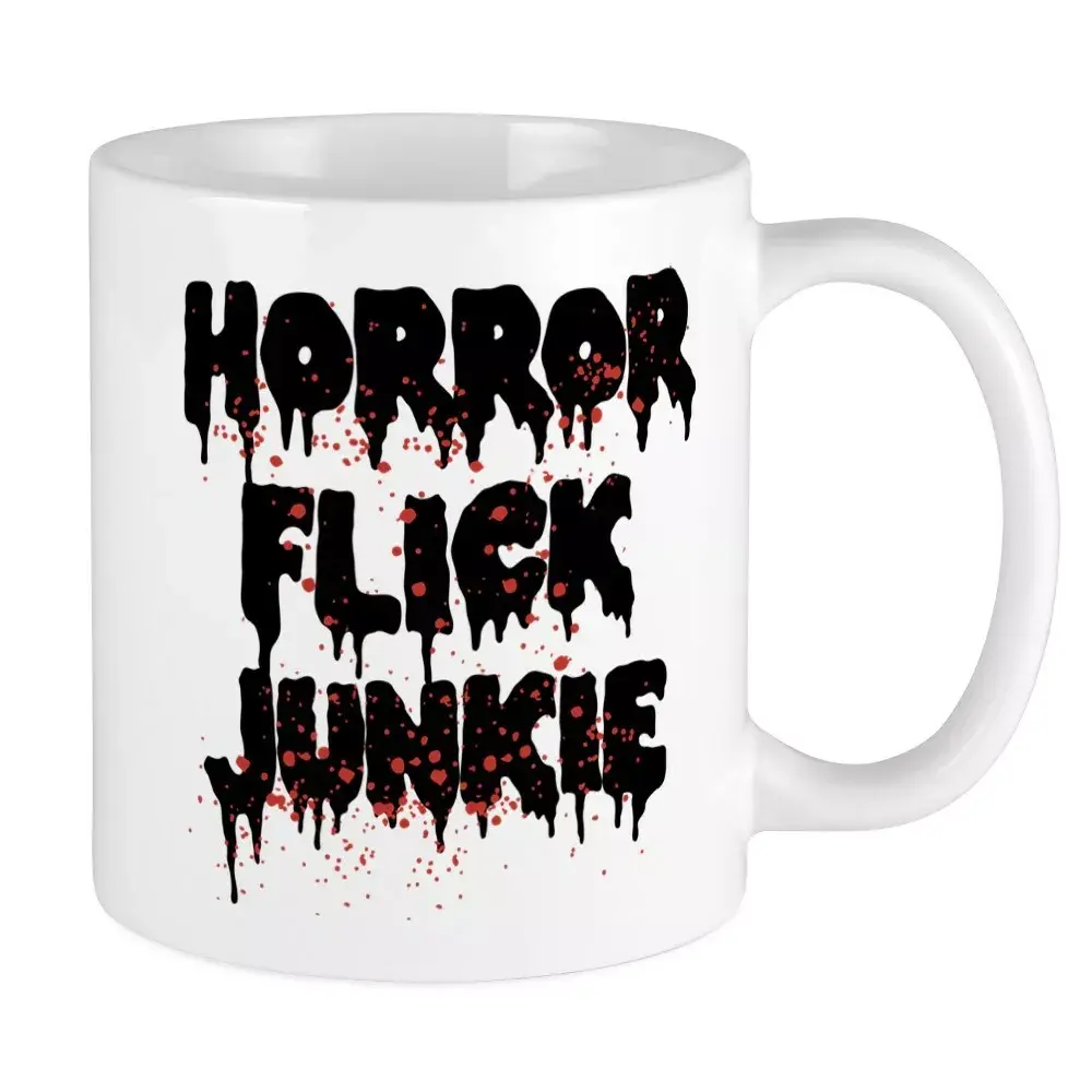 CafePress Horror Flick Junkie 11 oz 15 oz Ceramic Mug .Halloween Party Mug.Mug Gift For Holiday, Halloween, Birthday, Christmas