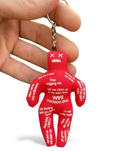 😈 Glow-in-the-Dark Mini Voodoo Doll Keychain 💀Funny Gag Stocking Stuffer Gift