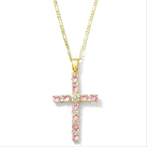 Pink  cross necklace