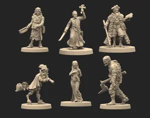 AD 1666 Chamber of Curiosities Plastic Figures Heroic 28mm Alternative History 6 Figures including Isaac Newton, Succubus, Frankenstein, Mephistopheles, Maximilian Merian, and Johann Faust