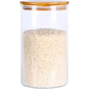 Glass Rice Storage Containers, 60 FL OZ (1800ml) Kitchen  Jars with Airtight Lid, Stackable Clear Pantr Canister for Coffee Bean, Pet , Flour, Loose   More