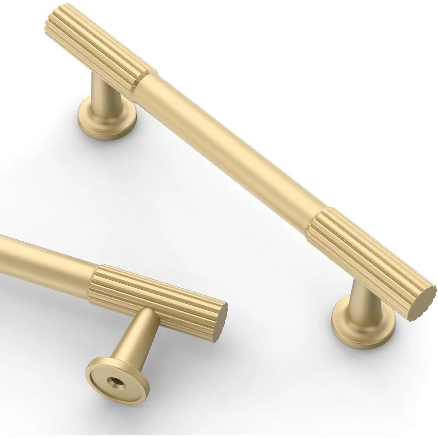 10-Pack 3.75-Inch Brushed Gold Metal Cabinet Handles - Door Handles for Kitchen Cupboards, Drawer Pulls