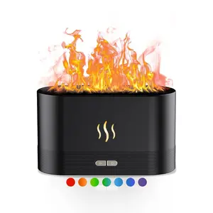 Colorful Flame Air Aroma Diffuser Humidifier, Upgraded 7 Flame Colors Noiseless Essential Oil Diffuser for Home,Office,Yoga with Auto-Off Protection 180mL