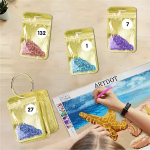 30pcs Ziplock Bags Diamond Painting Accessories Diamond Painting Tool Kit Storage Container Space Saving Bags Diamond Art Reusable Sealable BagBinding Rings Small non-woven gold bag