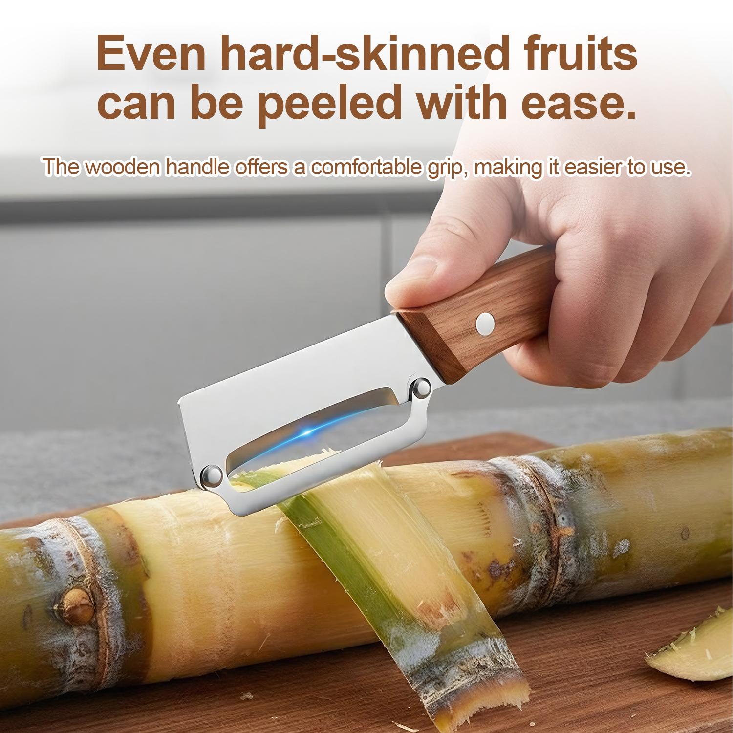 2-in-1 Stainless Steel Vegetable Peeler – Ultra Sharp Blade with Built-in Bottle Opener, Ergonomic Wooden Handle, Durable Kitchen Tool for Fruits & Vegetables