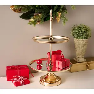 Two-Tiered Mirrored Metal Display by Valerie