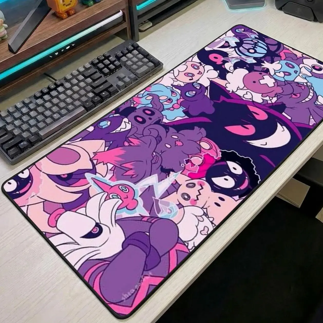 Cute Mouse Pad Kawaii Anime Desk Mat Gengar Ghost Gaming Mousepad Large Desk Mat Gift