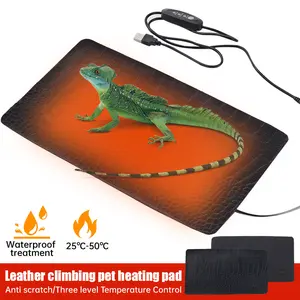 Waterproof Leather Heating Pad for Pets - 3-Level Adjustable USB Pet Warmer Anti-Slip, Safe Low Voltage 5V 2A Design for Reptiles, Cats, Dogs