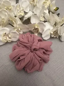 Large Chiffon Scrunchie (Pink) - Soft Fabric Design with Unique Shape and Detailing