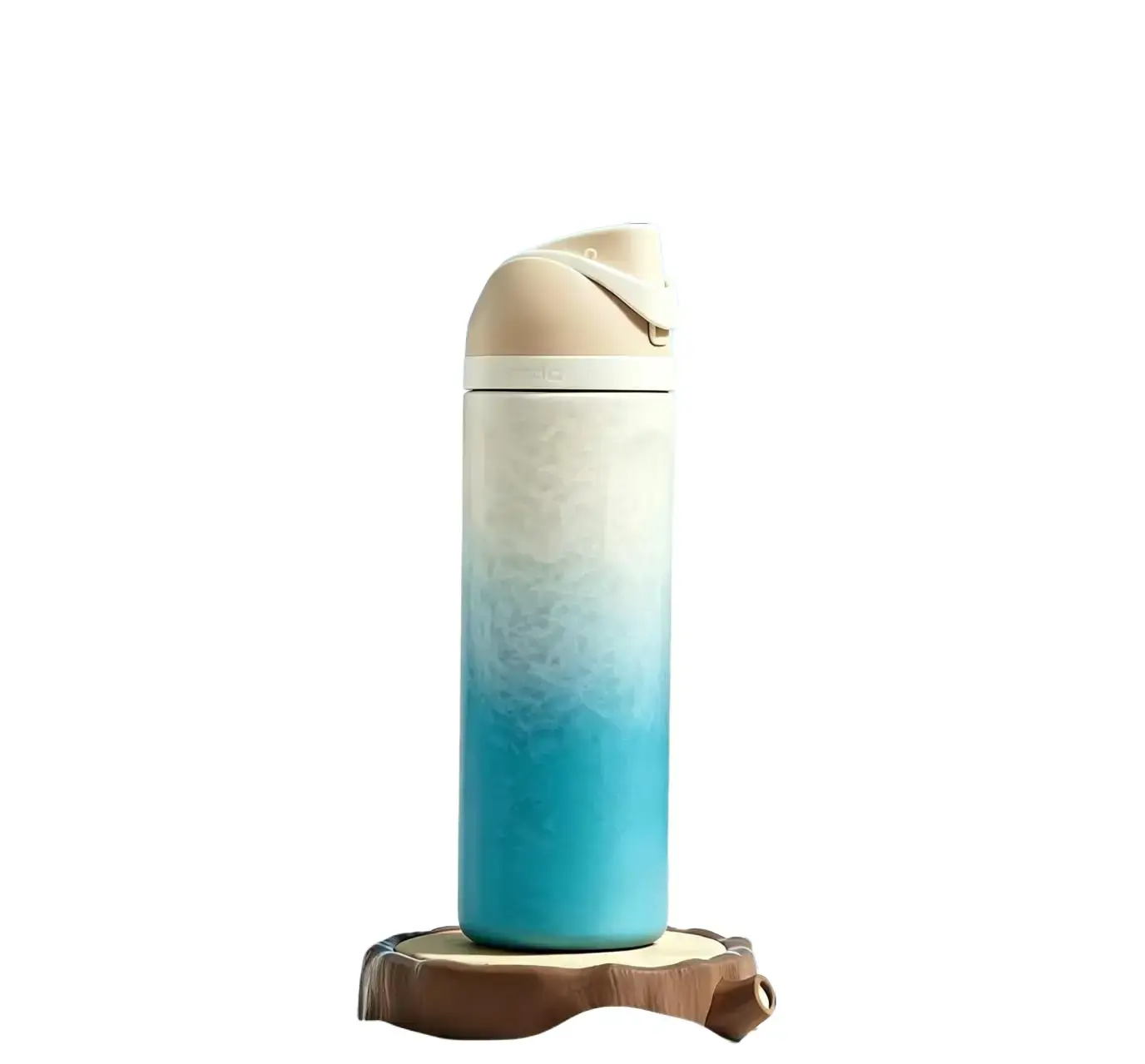 24oz Stainless Steel Insulated Water Bottle - OWA LA Limited Edition Ocean Gradient Textured Drinkware, Leak-Proof Flip Lid with Built-in Straw, Portable Gym Travel Flask Gift