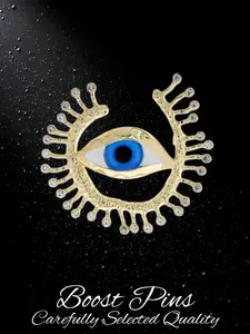 Golden-tone Demon Eye Brooch, Crystal Rhinestone Eyelash Design, Enamel Eye Detail, Mystical-Style Pin, Women’s Protective Amulet and Lucky Charm, Elegant Accessory for Coats and Scarves, the Perfect Gift for Spiritual and Occult Enthusiasts
