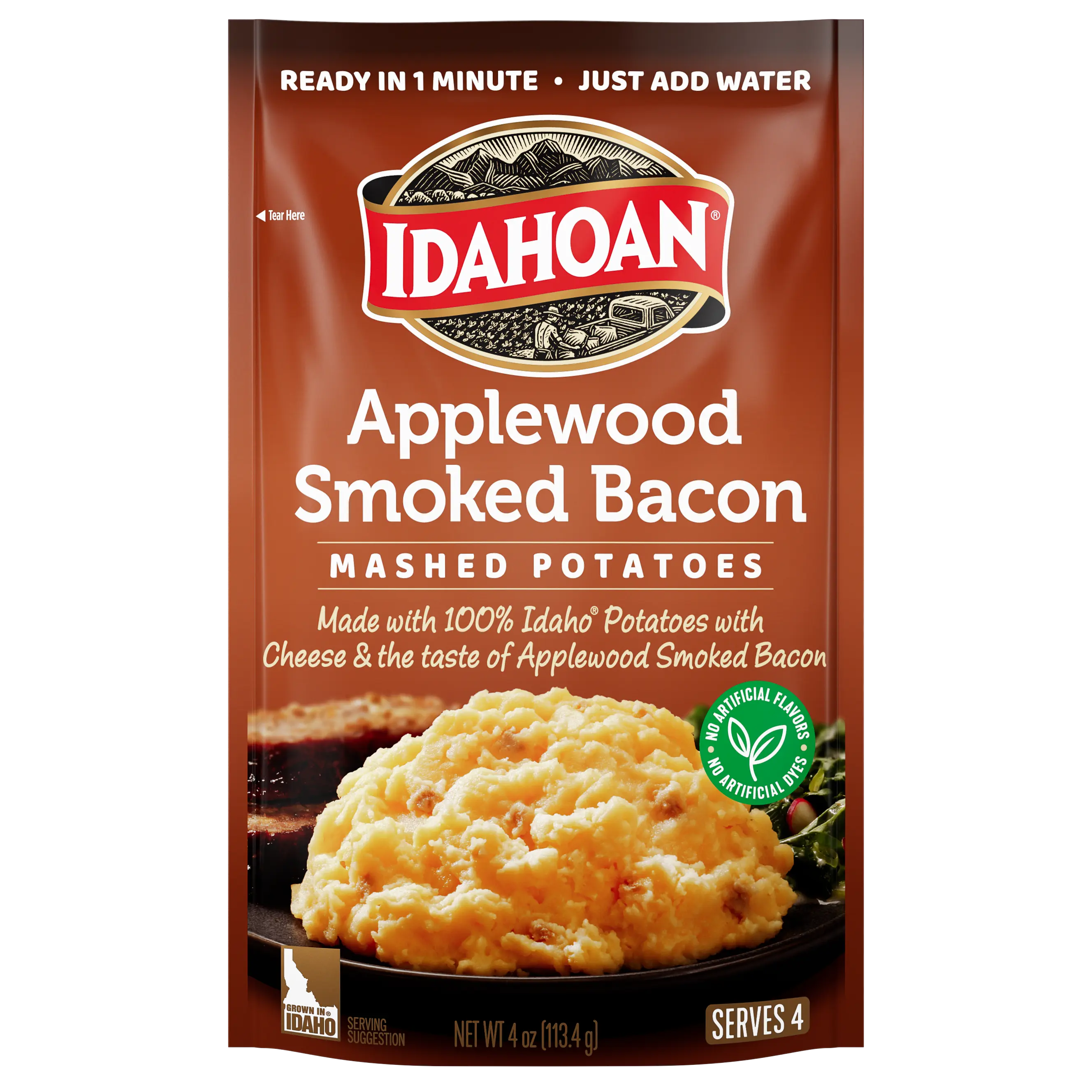 Idahoan Applewood Smoked Bacon Mashed Potatoes, 4 oz, Pack of 12