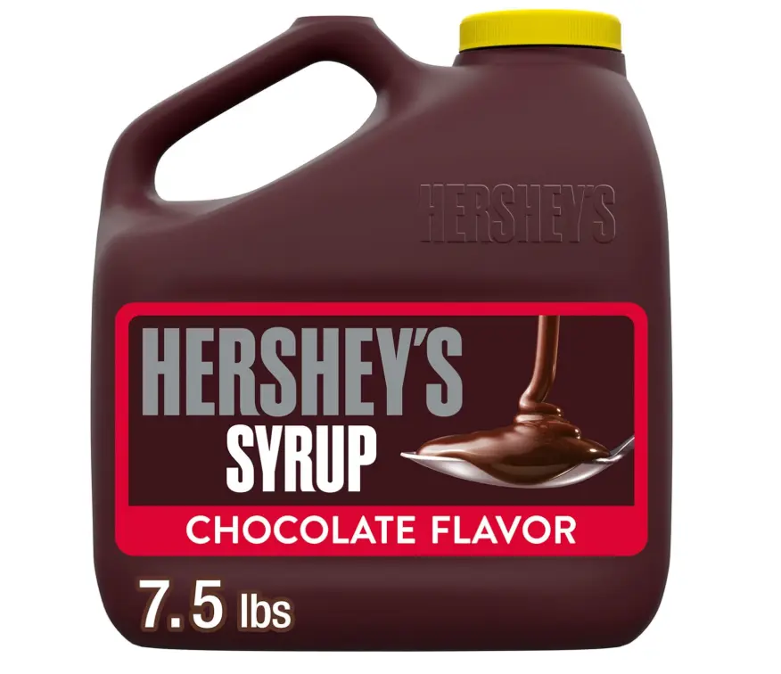 HERSHEY'S Chocolate Flavored Syrup Bulk Jug 7.5lbs Kosher Certified Fat Free Gluten Free for Ice Cream Desserts Milk Coffee