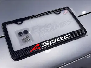 Red / White Acura A-Spec 100% Black Carbon Fiber License Plate Frame Premium