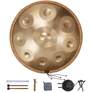 fathersdaygift VEVOR Handpan Drum, 22 in 9 Notes, D Minor Hand Drum, Hand Pan Drum Instrument with Mallets, 440Hz Handpan Stand Carry Bag, Steel Healing Sound Drum, Percussion Instruments for Adults Beginners