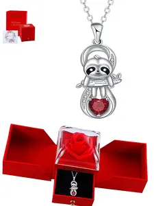 Cute Sloth Necklace Silver Color Animal Pendant, Exquisite Chain Jewelry, Gift Box Included, Perfect Birthday Christmas Present for Daughter Wife Mom