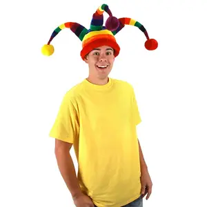 Rainbow Wacky Jester Plush Costume Hat