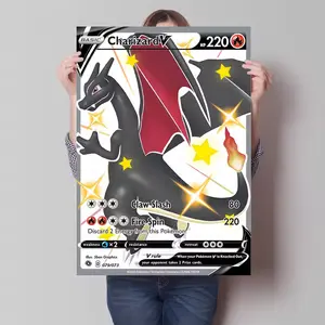 Charizard V Cartoon Poster ,Pokemon Charizard Poster Anime  Canvas Sticky Wall Art Printing Waterproof Home Living Bed Room Bar Aesthetic Decor