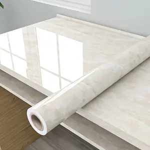 One roll[23.62*393.70 in]，A self-adhesive marble pattern wallpaper, geometric plastic kitchen countertop oil proof sticker, waterproof tile wallpaper used for furniture renovation, glossy surface, detachable, no need for power supply, PVC material