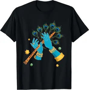 100%cotton Happy Janmashtami Hinduism Hindu Holiday Radha Krishna T-Shirt Menswear Top