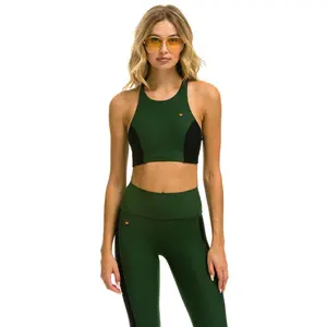 COLOR BLOCK RACER SPORTS BRA - FOREST