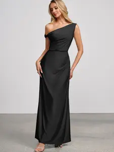 Azazie Elowen One Shoulder Ruched Slimming Mermaid Elegant Party Knit Maxi Dress