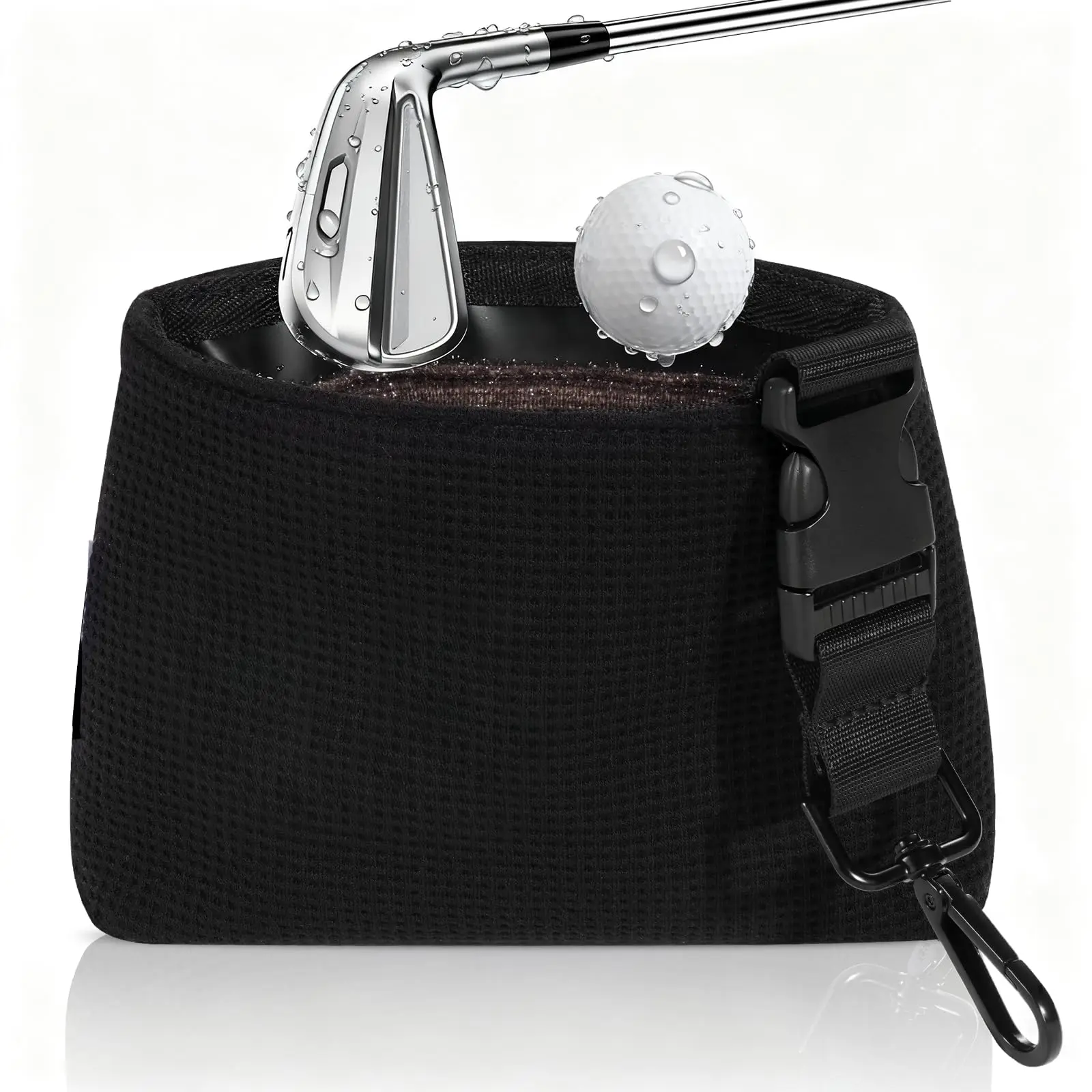 Golf Club Cleaning Bag, Golf Ball Cleaner, Portable Washing Pouch, Compact Cleaning Bag Kit with Detachable Clip, Quick Dirt and Grass Removal