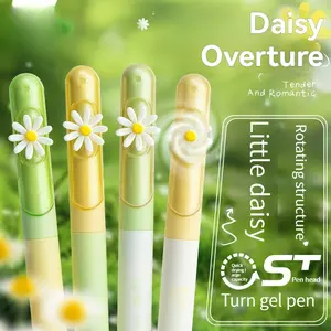 4pc Rotating Neutral Pen Quick-Dry Ink, 360° Rotating Core, Small Flower Sticker Pens, Art Pen, Ideal for Writing and Drawing, Gel Ink Pen
