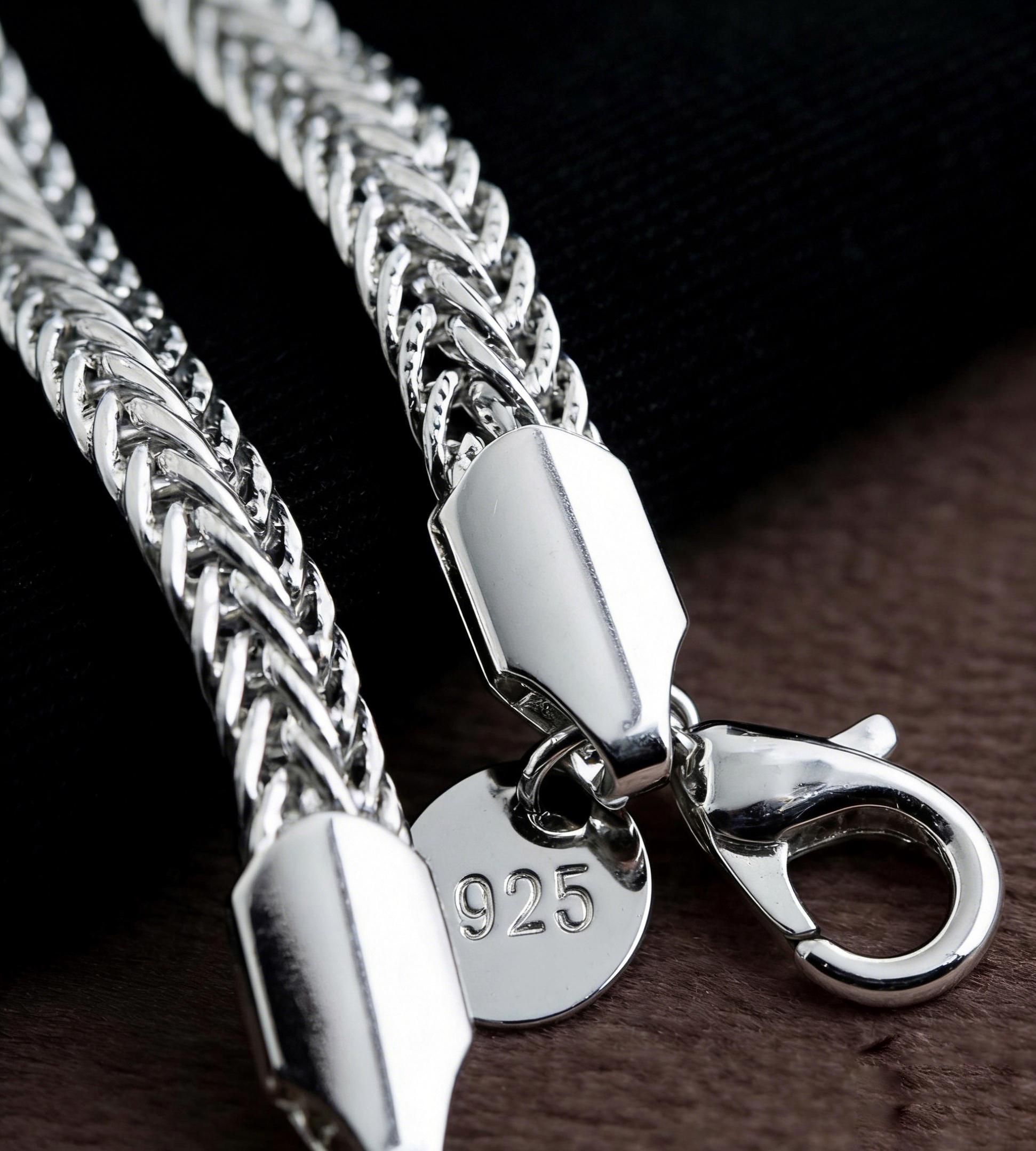 Unisex S925 Silver-Plated 6MM 3D Double Braided Foxtail Chain Necklace - Stamped, Lobster Clasp, Chunky Woven Choker, Metallic Link Hip Hop Jewelry, Ideal for Daily Wear & Gifting to Men, Braided Chain Necklaces