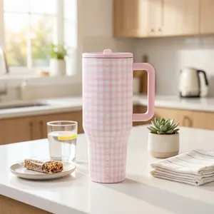 HydroJug Tumbler Pink Gingham HOT TREND Limited Edition – Insulated Reusable Water Bottle