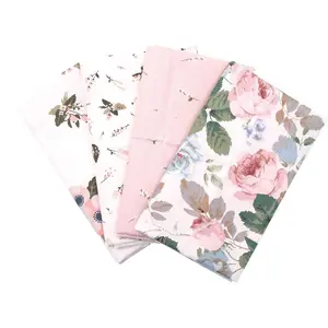 RayLineDo4PCS 48cmX48cm Flower Pattern Patchwork Bundle Squares Quilting Scrapbooking Sewing Art Craft Beds Curtains Pillows Pajamas