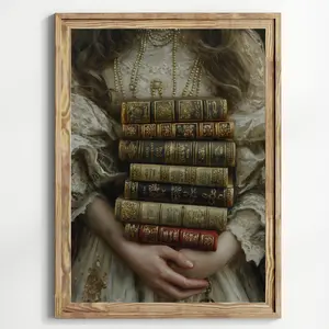 Dark Antique Art Print Dark Academia, Books Victorian Art Altered Print Moody Printing Vintage Woman Bookish Print, Victorian Decor Wall Art, Room Decor