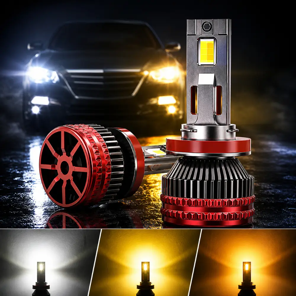 2PCS Automotive LED Headlights, H1/H3/H4/H7/H11/9005/9006/9012 warm white yellow car light, high power 140W high and low beam lamp, cars accessories, LED light kit 12V dedicated for cars, car essentials, Car Lighting, Dual Beam Led Light Headlight Bulbs