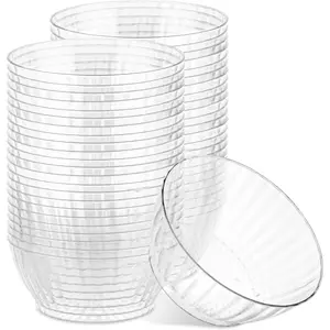 50 Pack Small Plastic Bowls  Like 6 oz Bowls Elegant Clear Plastic Bowls for Party and Occasions