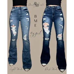 BME DARK Distressed Highrise Flare Jeans BME DARK Distressed Highrise Flare Jeans