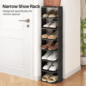 Small Shoe Rack | 6/9-Layer Plastic Vertical Shoe Organizer for Small Spaces | Lightweight, Space-Saving Home Storage for Shoes, Slippers, and Kids’ Footwear