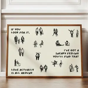 Minimalist Poster , Love actually is all around Print, Dorm Room Aesthetic Wall Art, Small People Art | Framless Poster 1