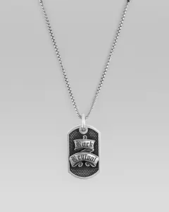 Handcrafted First Edition Dog Tag Necklace, Pet Dog Neck Accessory with Fleur De Lis Signature Motif Banner