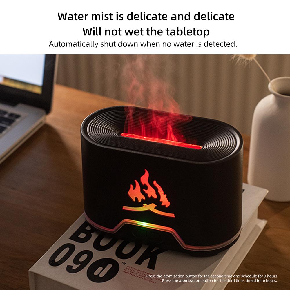 Flame Diffuser aroma Humidifier with Auto Off 300ml Remote Aromatherapy Humidifier 7-Color Light fragrance Quiet for Yoga Bedroom Office Aromatherapy Diffuser essential oil air purifier oildiffuser modern design led fireplace Air Humidifier deffuser