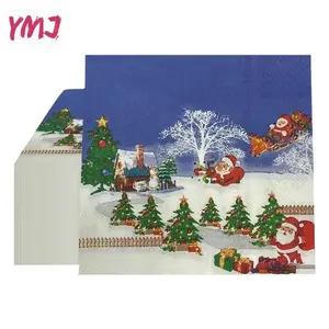 Snow Winter Christmas Series Printed Colourful Paper Napkins Disposable Christmas Decoration Supplies Napkins 20pcs 2-Ply 33cm