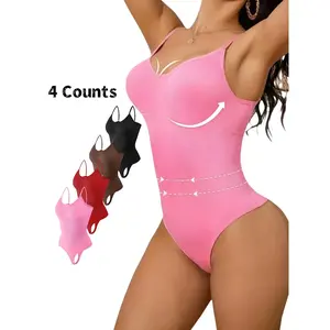 Women's Solid Color Round Neck Shapewear Bodysuit, Tummy Control Butt Lifting Shaper, High Stretch Shapewear for Daily Wear, Compression,Women's Seamless Shapewear