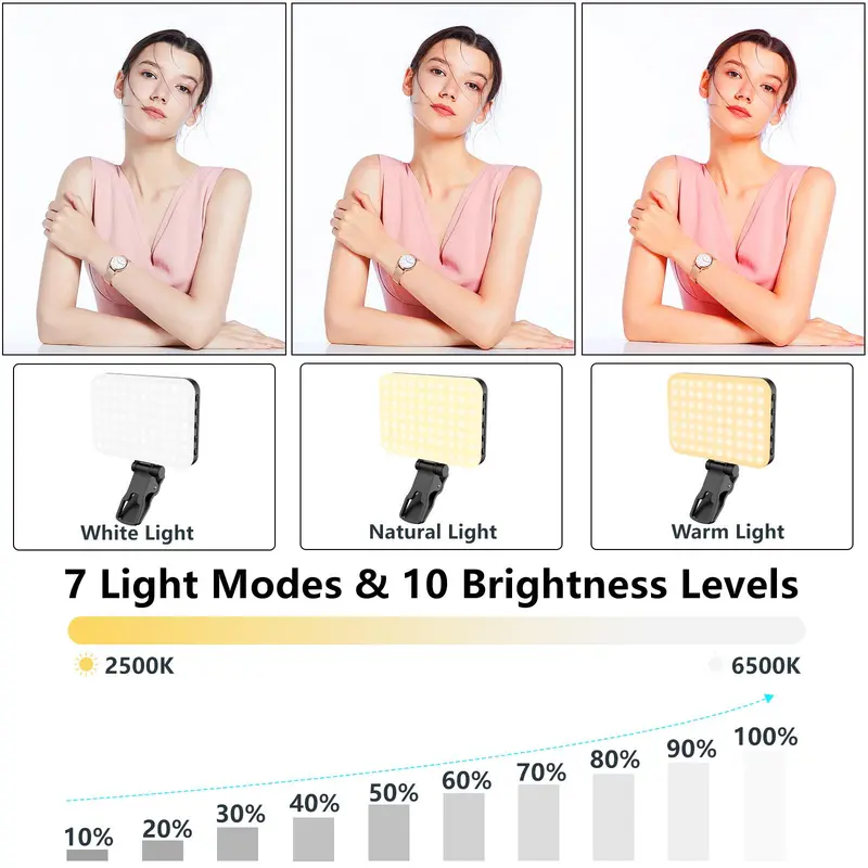 1 Set Portable Front & Back Phone Clip Selfie Fill Light, 2200mAh Rechargeable & 7 Lighting Mode Clip-on LED Selfie Light For Smartphone, Tablet, Laptop #TOP PICKS 6