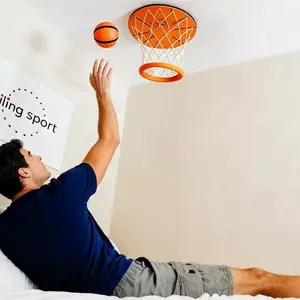 Mini Basketball Hoop Set for Kids Indoor Overhead Mounted Game Toy with Ball Pump Perfect Gift for Boys Safe Lightweight Easy Install