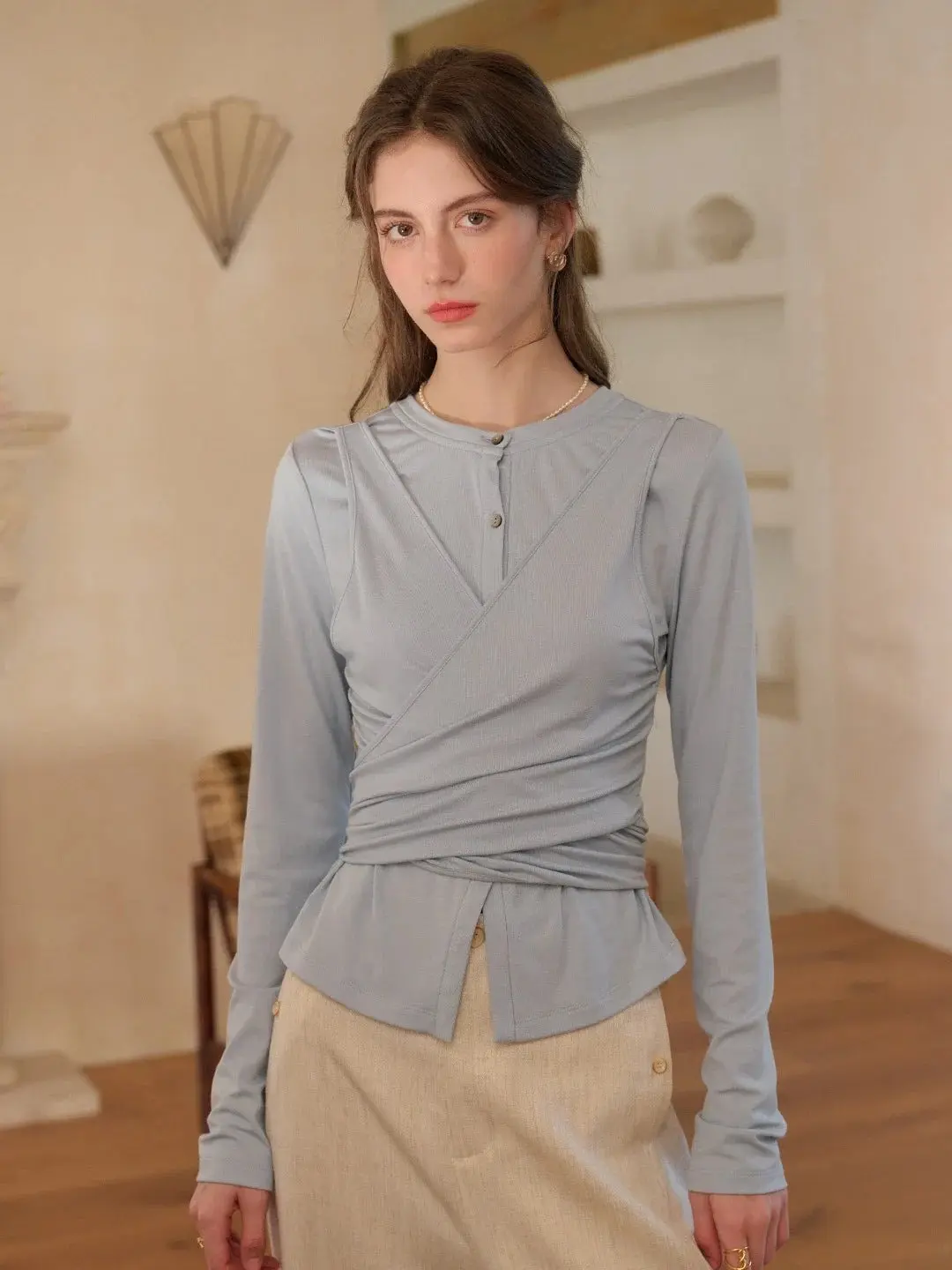 Zhuri Round Neck Wool Cardigan